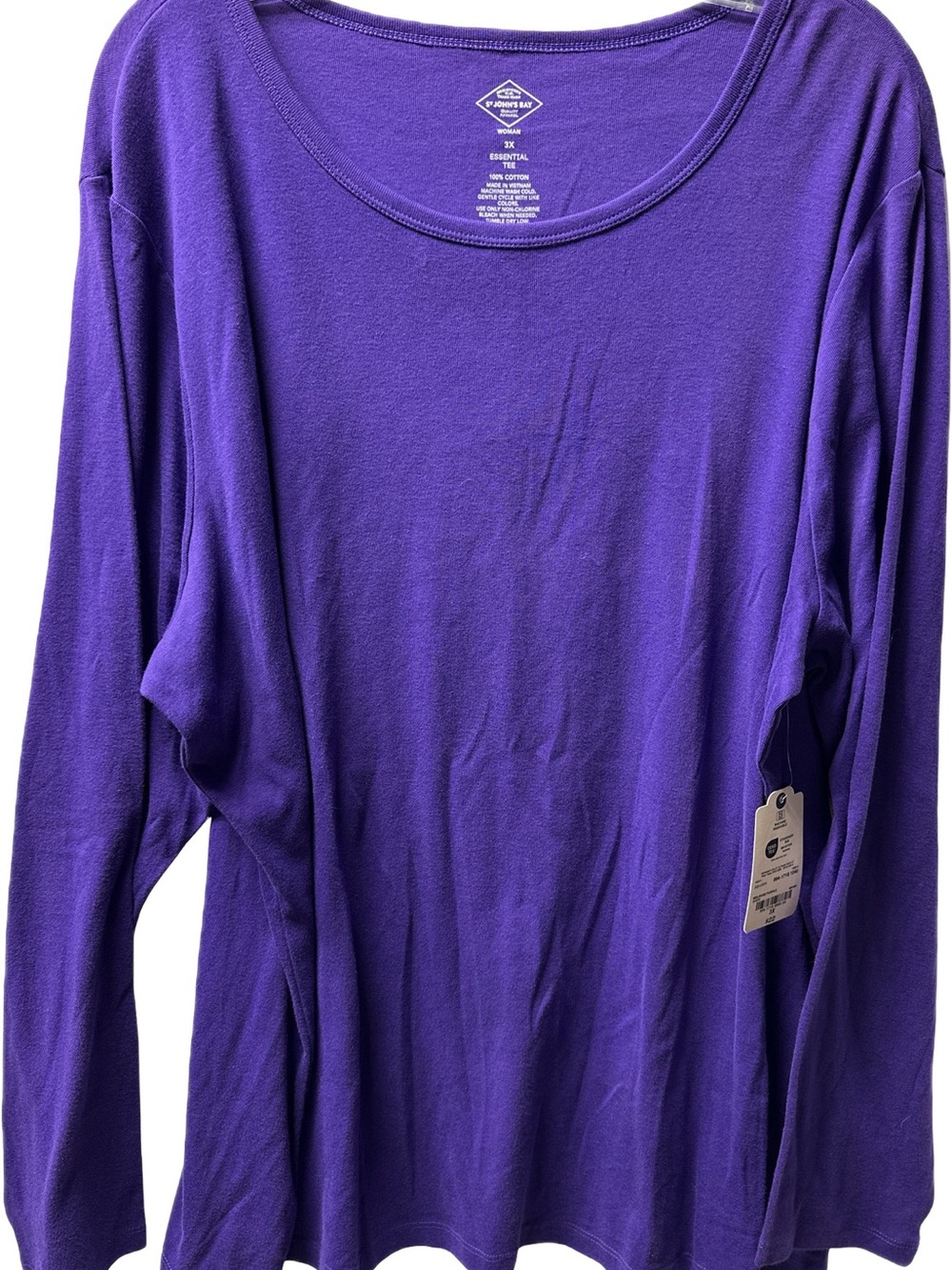 New St John’s Bay Top Size 3X Everyday Scoop Neck Long Sleeve Top - Purple NWT